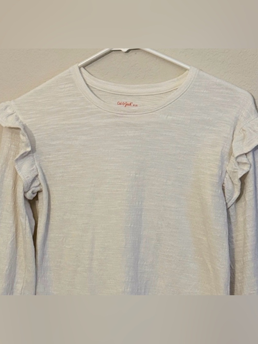 Cat & Jack White Long Sleeve Ruffle Tee